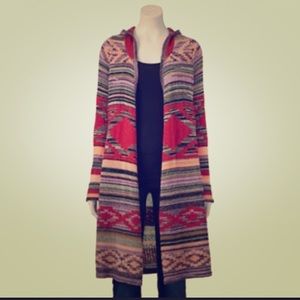 Long hooded cardigan